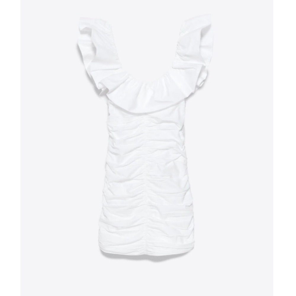 Zara Women Draped Poplin Dress White